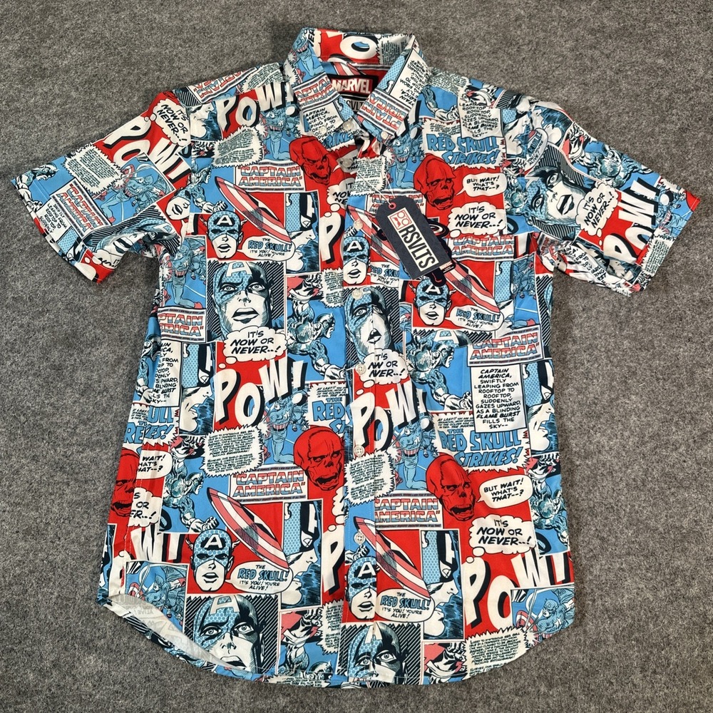 RSVLTS Marvel Captain America The First Avenger Printed Button Down Shirt NEW